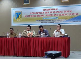 DPD APRINDO Sulteng menghadiri acara Sinkronisasi Pengawasan dan Penegakan Hukum Distribusi Barang Pokok dan Barang Penting