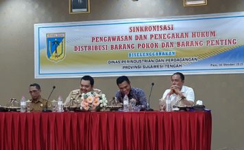 DPD APRINDO Sulteng menghadiri acara Sinkronisasi Pengawasan dan Penegakan Hukum Distribusi Barang Pokok dan Barang Penting