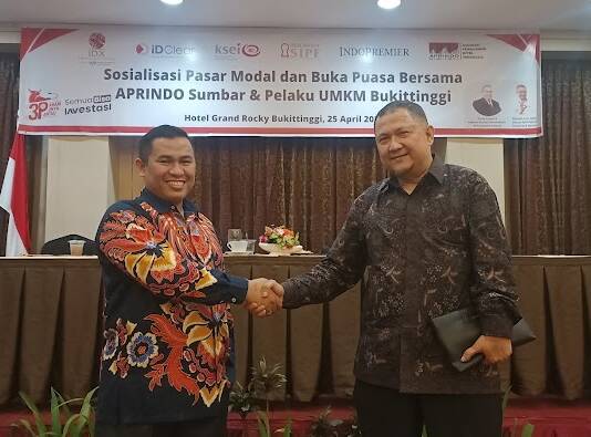UMKM, Insan Ritel dan Perwira Bukittinggi Antusias Ikuti Sosialisasi Pasar Modal Bersama Perwakilan BEI Sumbar dan APRINDO Sumbar
