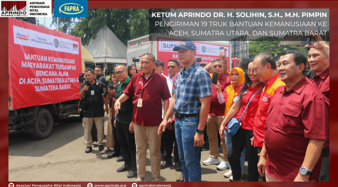 Ketua Umum APRINDO Dr. H. Solihin, S.H., M.H. Pimpin Pengiriman 19 Truk Bantuan Kemanusiaan ke Aceh, Sumatra Utara, dan Sumatra Barat
